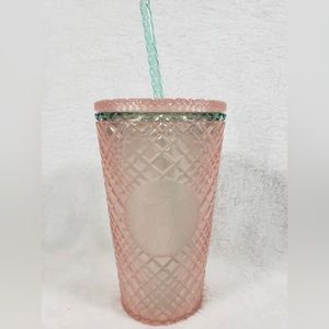 Starbucks Tumbler 2023 Summer Jeweled Pearl Pink Green 16 oz GRANDE Cup NWT